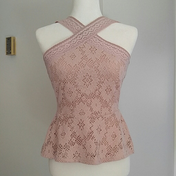 BCBGMaxAzria Tops - BCBGMaxAzria Annica Crochet Peplum Tank